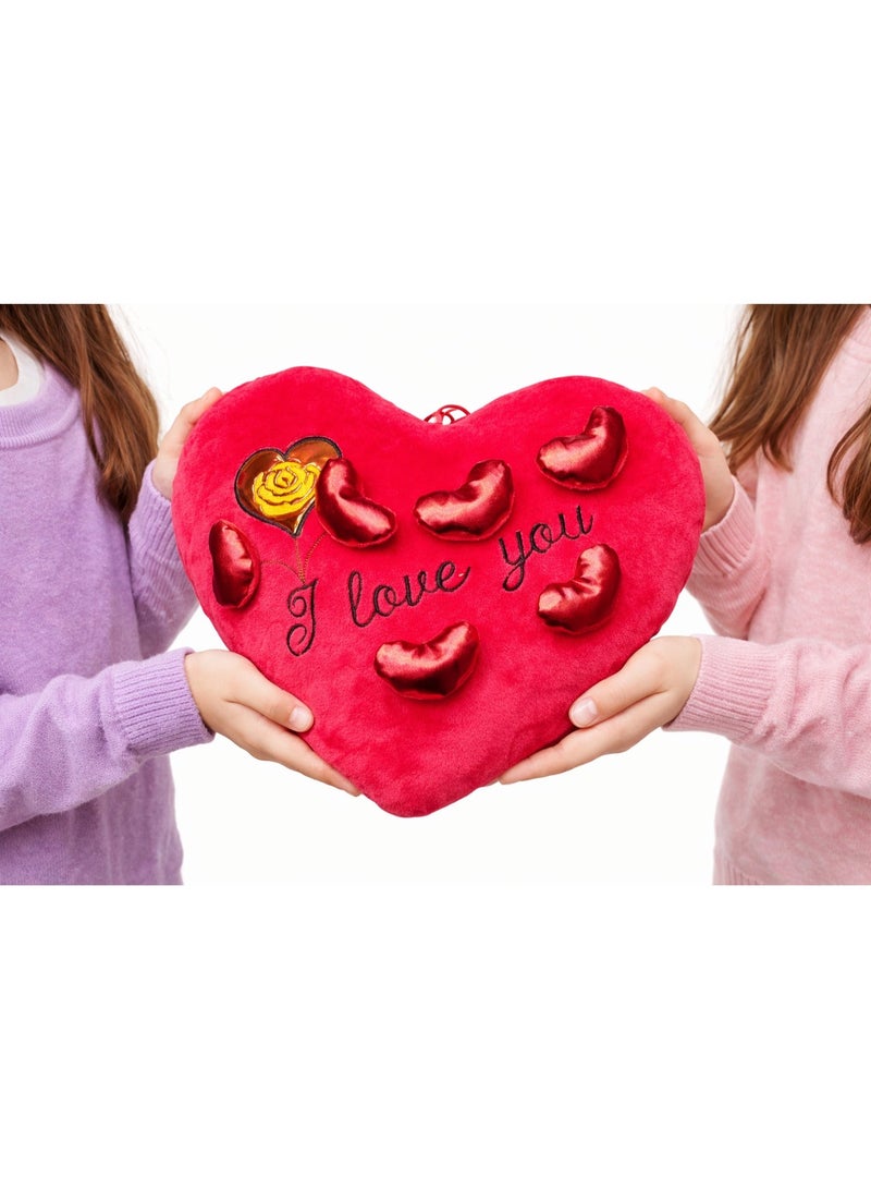 Heart Shaped Plush Soft Toy Pillow 40cm – Red “I Love You” Love Cushion, Romantic Gift for Girlfriend, Wife & Kids, Anniversary, Birthday & Bedroom Home Décor - Image 4